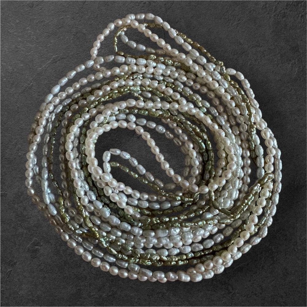 Three Stranded Fresh Water Rice Pearls - Picture 2 of 15